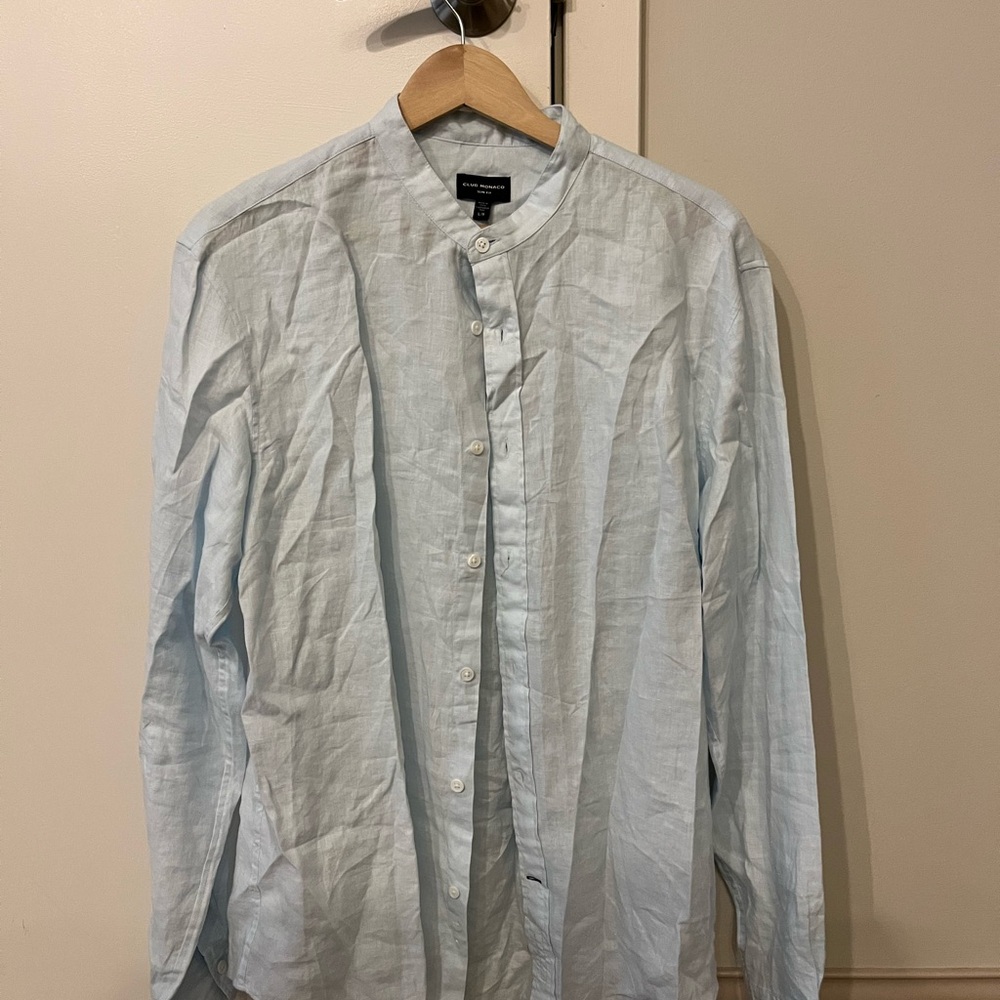 Light Blue Linen Button-Up Shirt